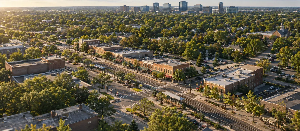 Aerial view of Downers Grove, IL
