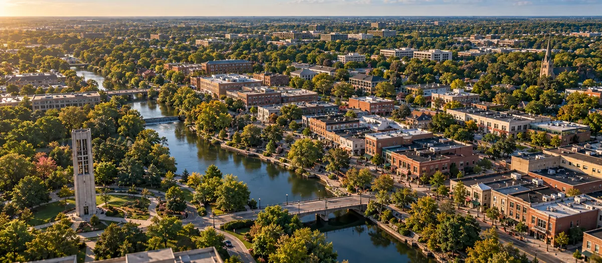 Aerial view of Naperville, IL
