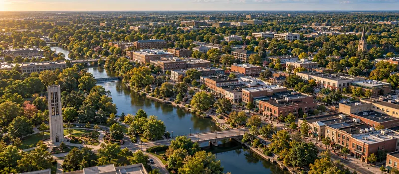 Aerial view of Naperville, IL